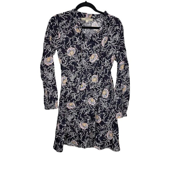 Loft Dress Size XS Women's Long Sleeve Floral Multicolor Mini 100% Rayon Dress - Picture 1 of 6
